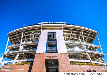 Yokohama cityscape in Japan - Towards a new era... View of Yokohama Stadium reflecting sunlight. A ray of hope = January 22, 2025 122420652