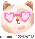 Brown cat wear pink heart glasses 122420718