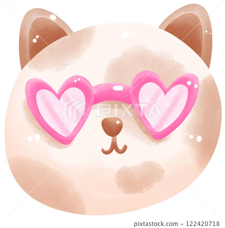 Brown cat wear pink heart glasses Brown cat wear pink heart glasses 122420718