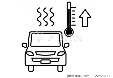 Vector illustration of rising temperature inside the car Heat stroke Dehydration Simple icon Vector illustration of rising temperature inside the car Heat stroke Dehydration Simple icon 122420765