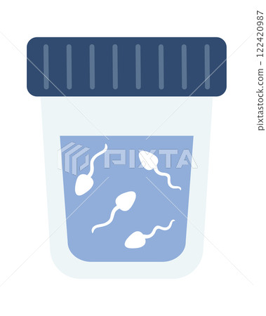 Medical sample. Sperm test analysis. Vector illustration in flat style.  122420987