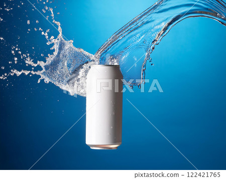 A white can being thrown into the water A white can being thrown into the water 122421765
