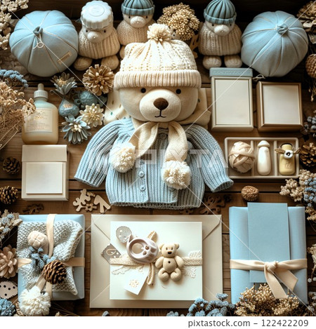 Floral Teddy Bear Baby Announcement Card Floral Teddy Bear Baby Announcement Card 122422209