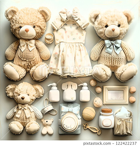 Floral Teddy Bear Baby Announcement Card 122422237