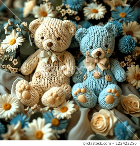 Floral Teddy Bear Baby Announcement Card 122422256