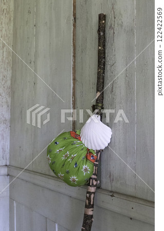 Religious and Christian objects and candles on the Munich Way of St. James, Bavaria, Germany 122422569