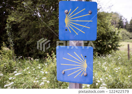 Sign, signpost of  Way of St. James 122422579