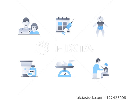 Pediatrics and infants - flat design style icons set 122422608