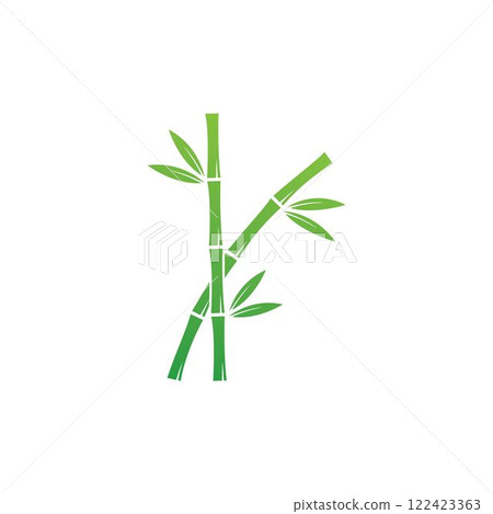 Bamboo with green leaf vector icon 122423363