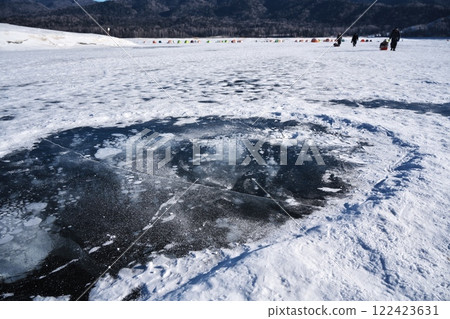 Ice bubbles on the completely frozen Lake Nukabira Ice bubbles on the completely frozen Lake Nukabira 122423631