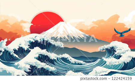 富士山與傳統波浪藝術 122424159