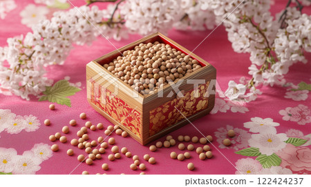 節分豆和櫻花裝飾 節分豆和櫻花裝飾 122424237