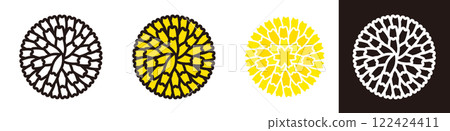 Dandelion icon. Yellow flower. Asteraceae plant. Spring flower. Dandelion icon. Yellow flower. Asteraceae plant. Spring flower. 122424411