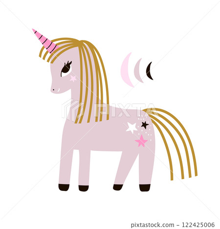 Cute unicorn childish illustration.Vector print. Perfect for baby and kids design,t-shirt prints,nursery decoration,poster,cards Cute unicorn childish illustration.Vector print. Perfect for baby and kids design,t-shirt prints,nursery decoration,poster,cards 122425006