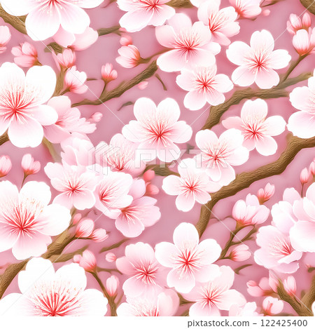 Repeated seamless cherry blossom illustration material 122425400