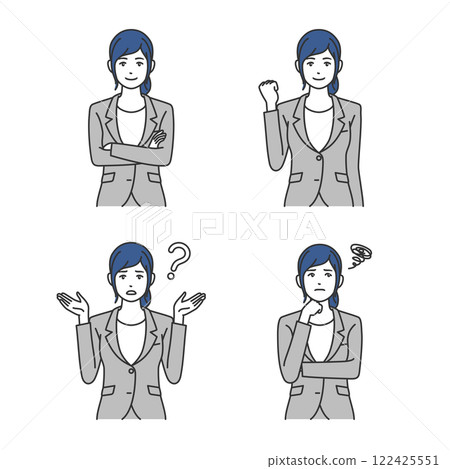 Young woman business person pose set 122425551
