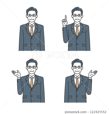 Middle-aged male business person pose set Middle-aged male business person pose set 122425552