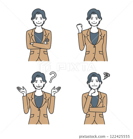 Middle-aged woman business person pose set 122425555