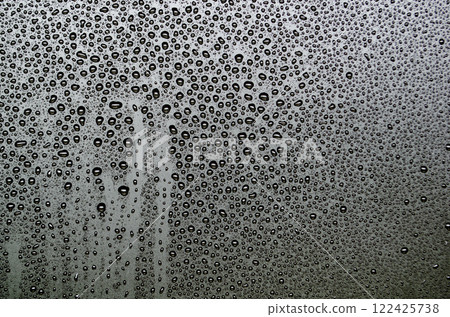 Water droplets with dark background suitable for wallpaper decoration. Droplets and decoration concept Water droplets with dark background suitable for wallpaper decoration. Droplets and decoration concept 122425738