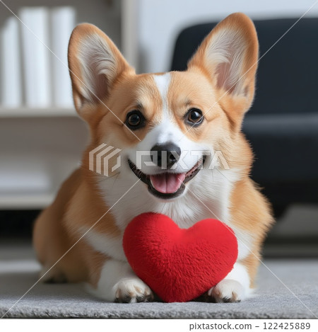 Valentine Corgi Heart 122425889