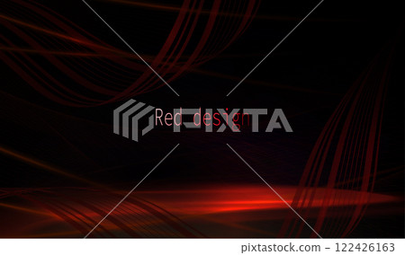 Illustration with abstract podium and chaotically curved ribbon on red background 122426163