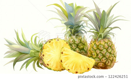 Yellow fresh pineapple 122426251