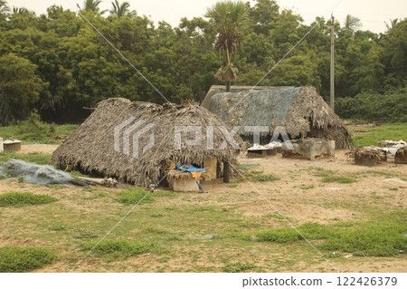 Fishermen Hut in a beach 122426379