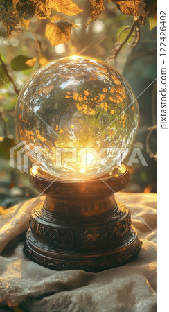 Scenery with a fortune telling crystal ball AI image 122426402