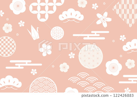 Simple Japanese-style background with auspicious patterns 122426883