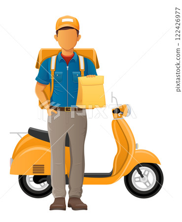 delivery man on scooter courier service vector illustration delivery man on scooter courier service vector illustration 122426977