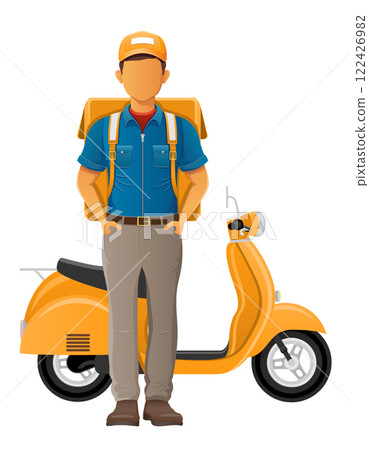 delivery man on scooter courier service vector illustration delivery man on scooter courier service vector illustration 122426982