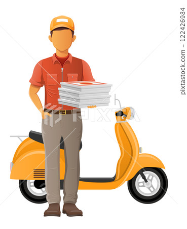 delivery man on scooter courier service vector illustration 122426984
