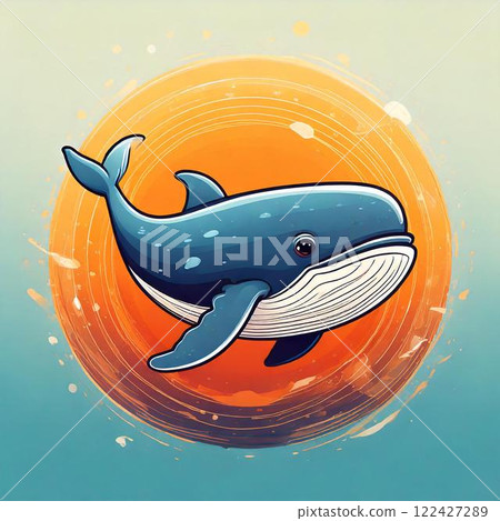 Big wild whale swimming in the ocean 122427289