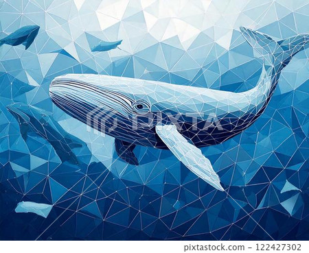 野生大鯨魚在海裡游泳 122427302