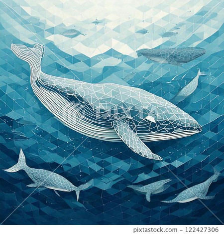 Big wild whale swimming in the ocean 122427306
