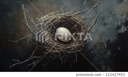 孤獨的蛋和荒涼的鳥巢的藝術表現 122427455