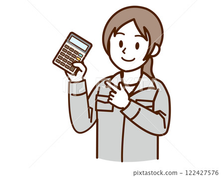 Woman in work clothes_calculator_gray 122427576