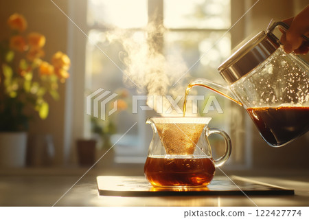 Close up of brewing drip filter coffee 122427774