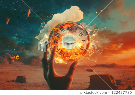 Surreal depiction of time, fire and vision 122427780