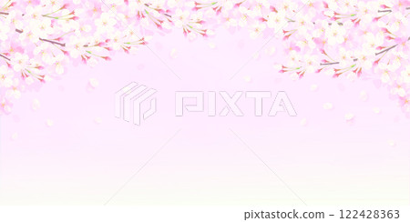 櫻花花瓣隨風舞動的背景插畫 122428363
