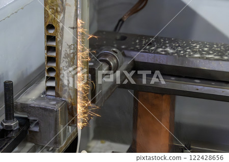 The die insert cutting process by wire cut machine control by CNC program. 122428656