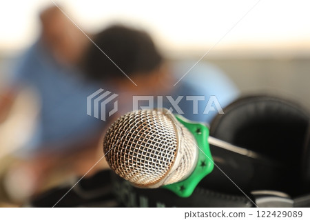 Mic on the stage India 122429089