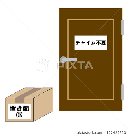 放在門口的紙板的送貨服務平面圖 122429220