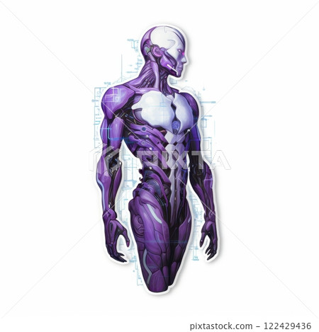 Futuristic Human Anatomy Illustration with Technological Elements Futuristic Human Anatomy Illustration with Technological Elements 122429436