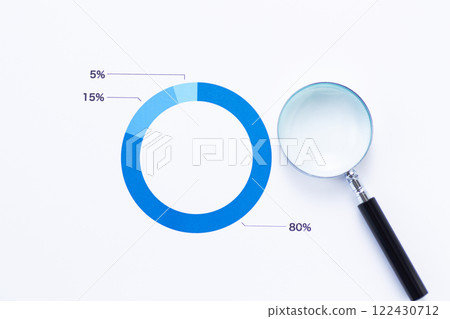 Approval percentage graph and magnifying glass 122430712