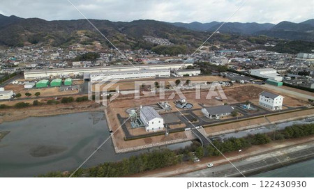 Aerial view of factories along Kazahaya Coast Aerial view of factories along Kazahaya Coast 122430930