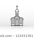 Church building icon in line style with a dome 122431361