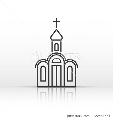 Church building icon in line style with a dome 122431361