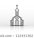 Church building icon in linear style with dome. Vector illustration. 122431362
