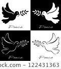 Dove of peace with an olive branch in its beak 122431363